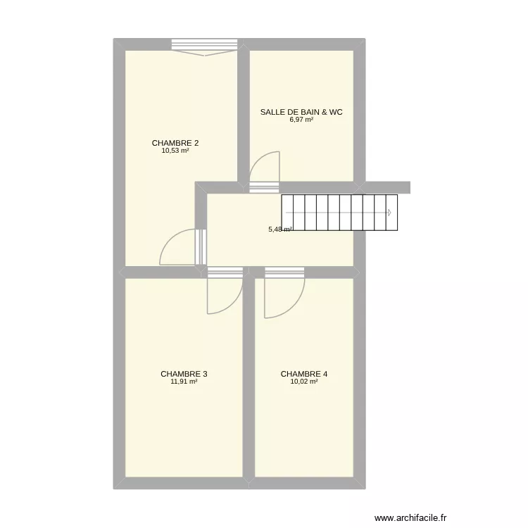 PAPA JOHANN. Plan de 5 Pièces et 45 m²