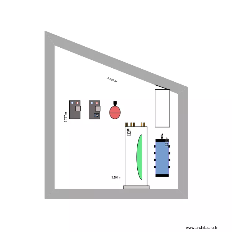 chaufferie Zuc. Plan de 1  et 10 m²