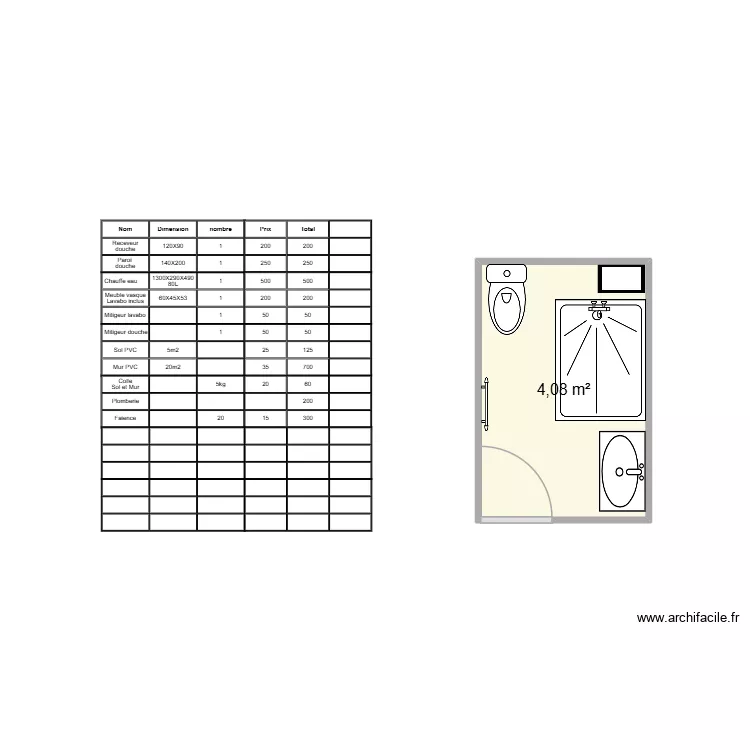 ALJ. Plan de 1  et 4 m²
