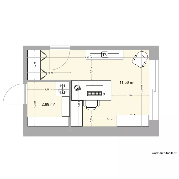 Aménagement garage en bureau et cave. Plan de 2 et 15 m² Aménagement garage en bureau et cave. Plan de 2 et 15 m²