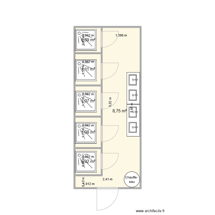 ROLANDO POISSON CHANTIER LA MULATIERE. Plan de 6 pièces et 14 m2
