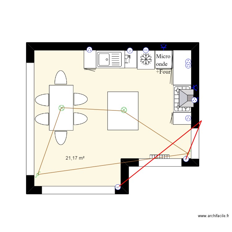 Malette - Cuisine SaM. Plan de 1 pièce et 21 m2