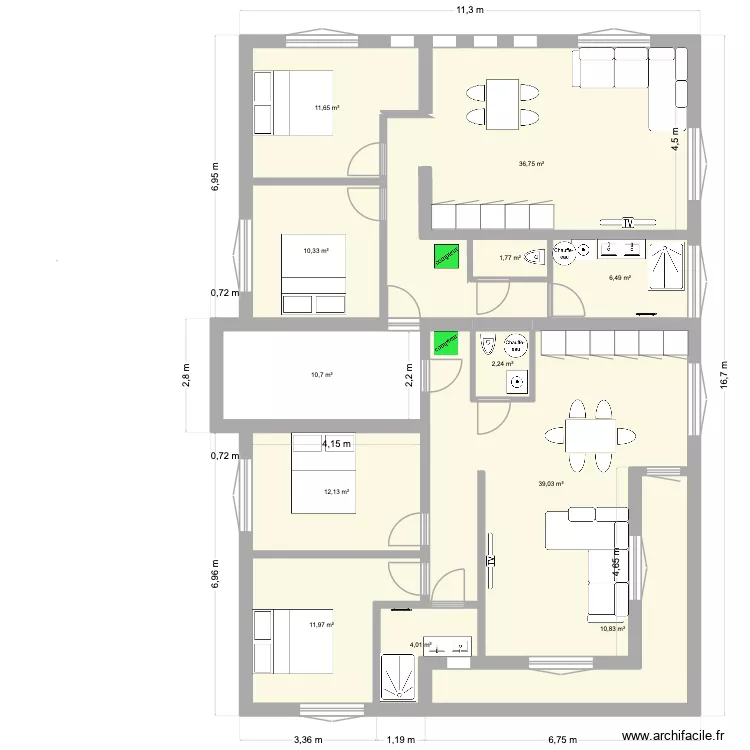 plan travaux vide meuble essai. Plan de 12  et 158 m²