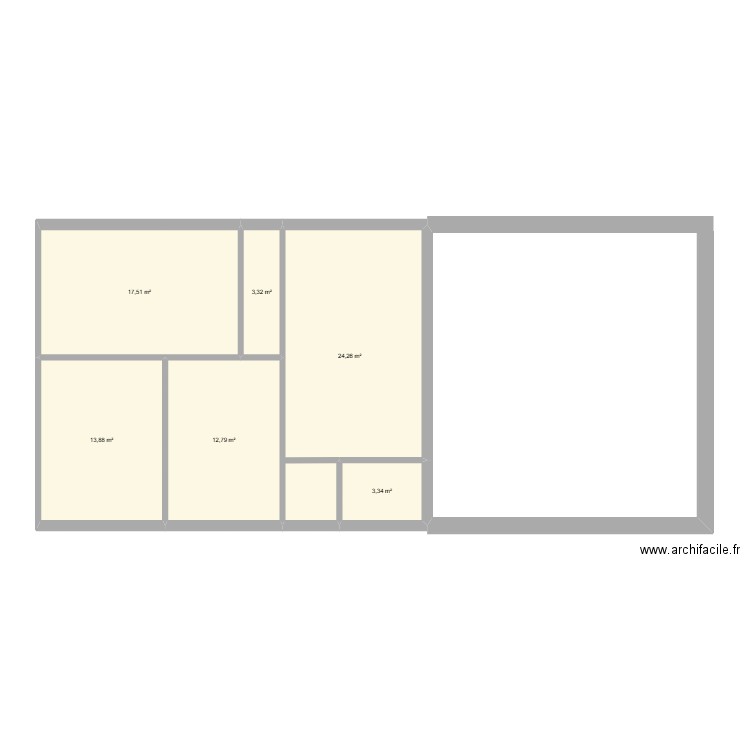 PREMIER JET. Plan de 6 pièces et 75 m2