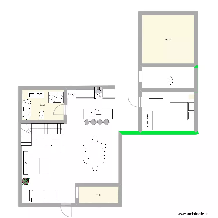 Maison1. Plan de 3  et 27 m²