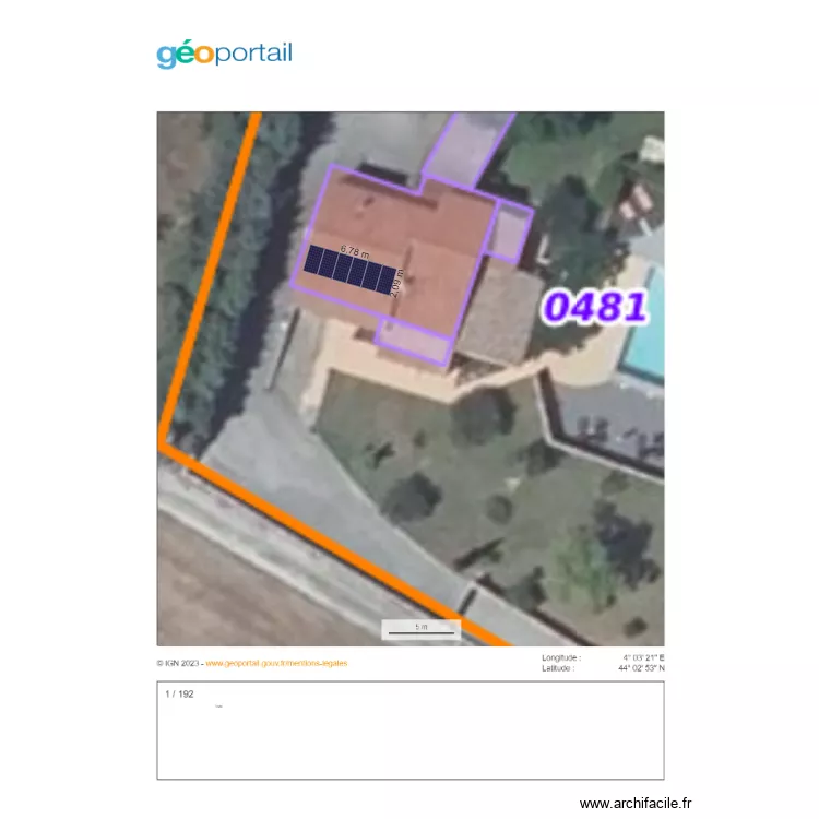 RODIERE CALEPINAGE. Plan de 