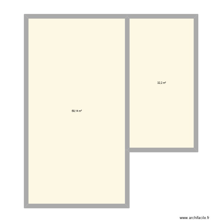 grenier. Plan de 2 pièces et 101 m2