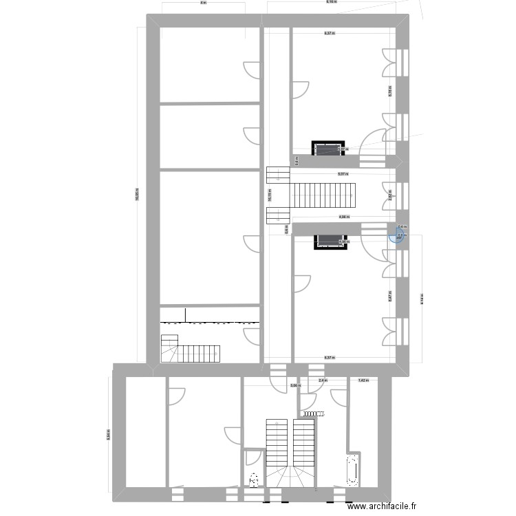 Maison principale - 1er étage. Plan de 1 pièce et 97 m2