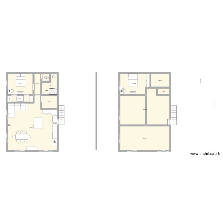 maison etage. Plan de 7 pièces et 76 m2