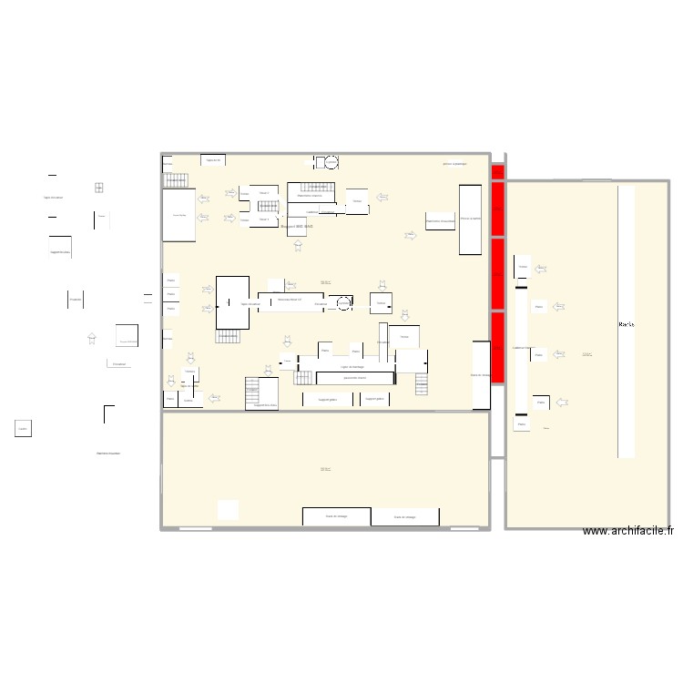 Plan atelier ouverture V8. Plan de 7 pièces et 875 m2