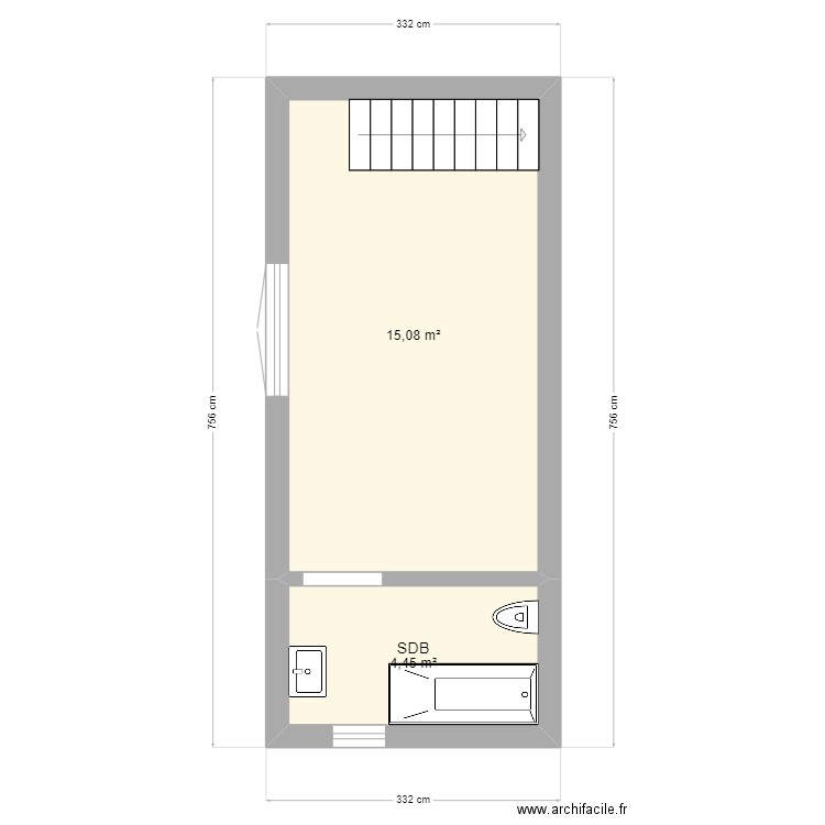 balducchi rdc. Plan de 2 pièces et 20 m2