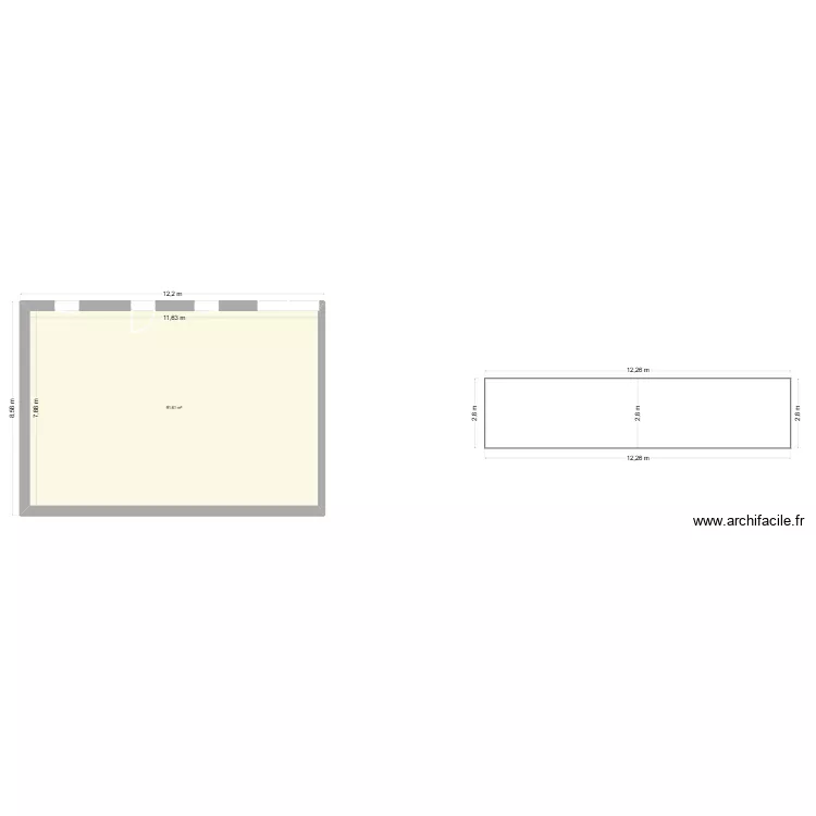 marquise. Plan de 1  et 92 m²
