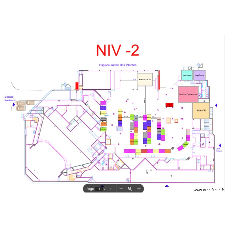 Salon Danse 2025 - Niv -2. Plan de 5 pièces et 262 m2
