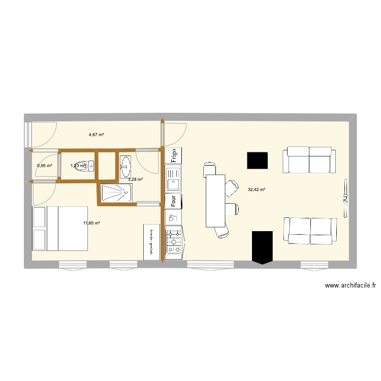 Appt Antoine 3. Plan de 6 pièces et 54 m2