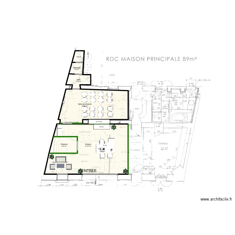 LCSP COMMERCES. Plan de 6 pièces et 60 m2