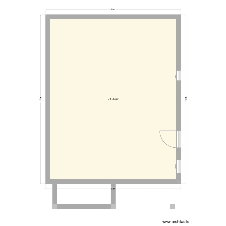 24 bis v1 étage. Plan de 1 pièce et 71 m2