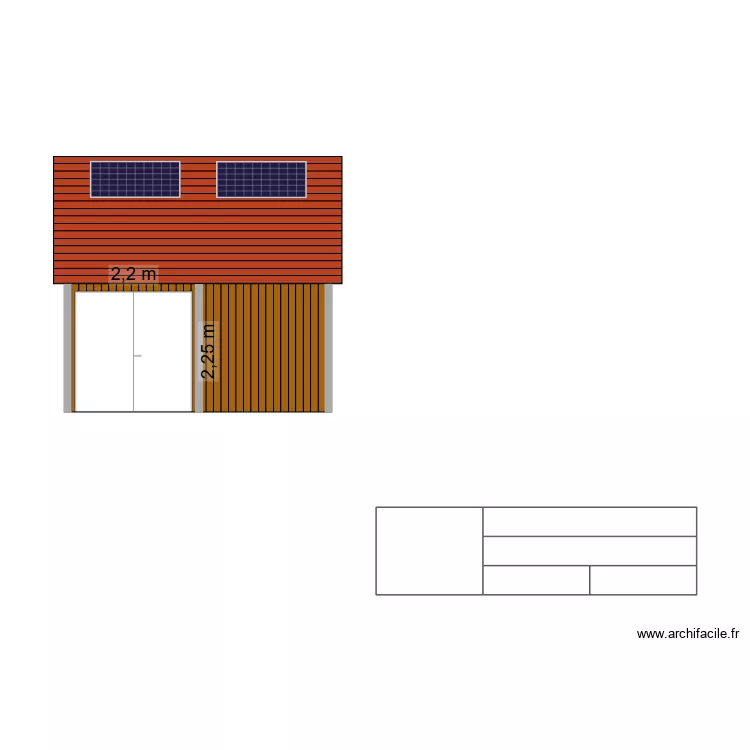 maison bois Angoulin-façade sud. Plan de 2 et 19 m² maison bois Angoulin-façade sud. Plan de 2 et 19 m²