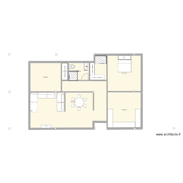نتالانتا. Plan de 6 pièces et 103 m2