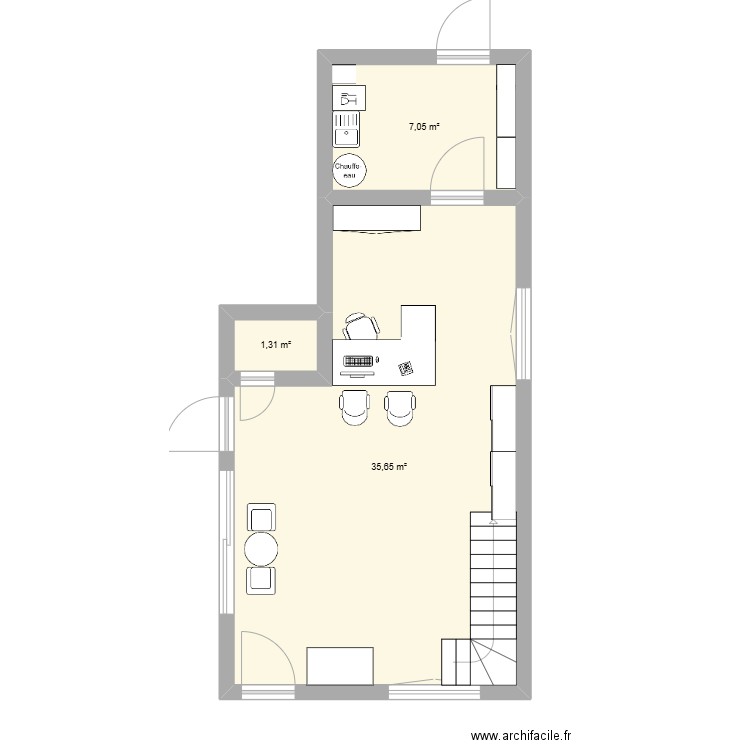 sci des marmot. Plan de 3 pièces et 44 m2