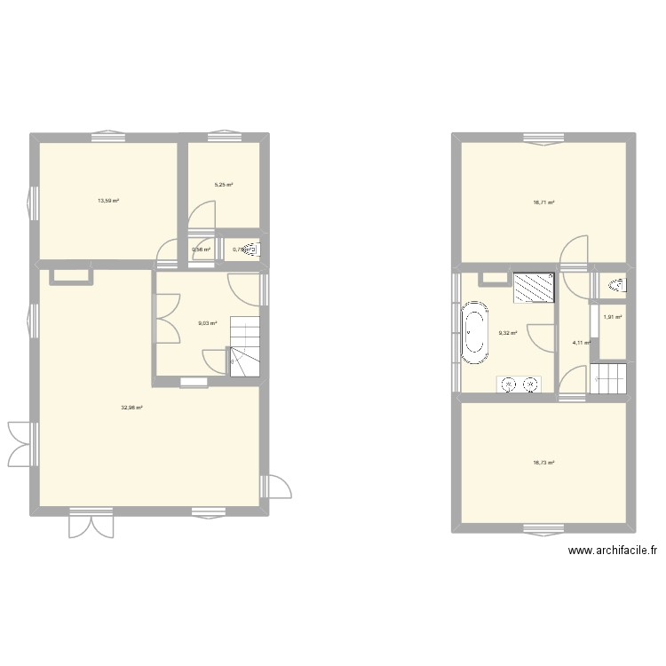 Maison2. Plan de 11 pièces et 111 m2