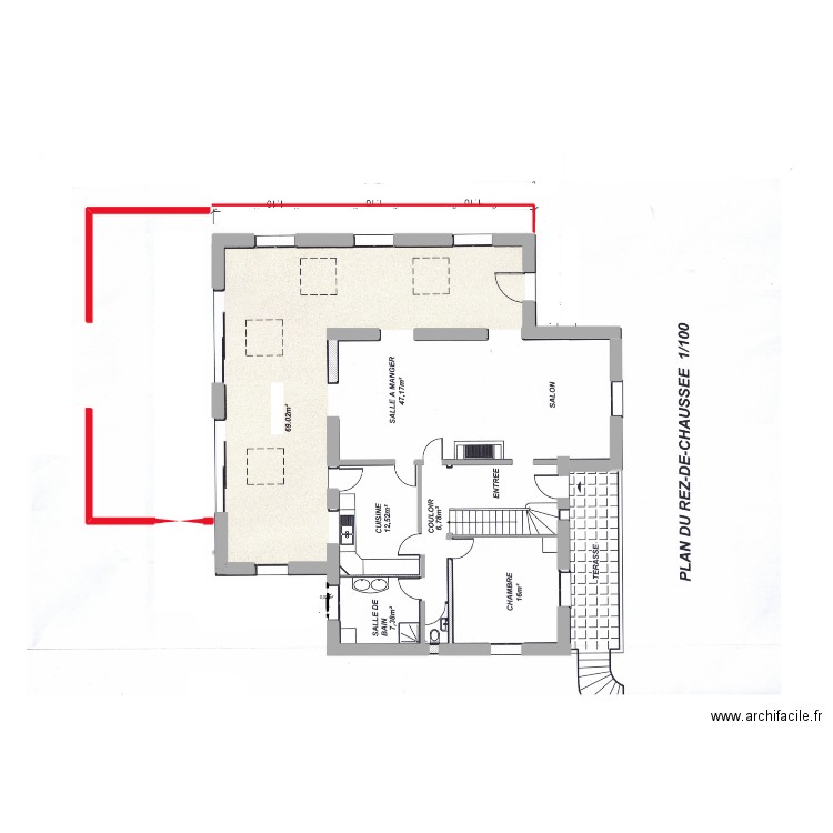 PLAN DU REZ -DE -CHAUSSEE. Plan de 1 pièce et 0 m2