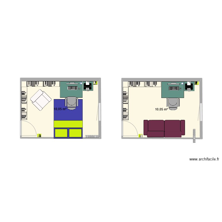 cjhambre nina. Plan de 2 pièces et 20 m2