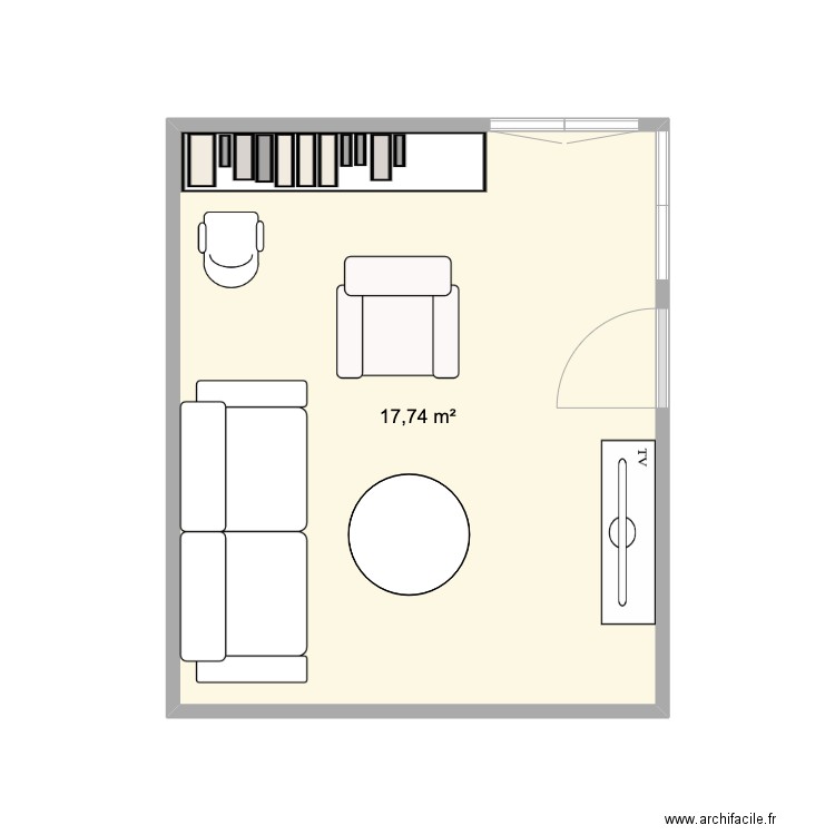 salon. Plan de 1 pièce et 18 m2