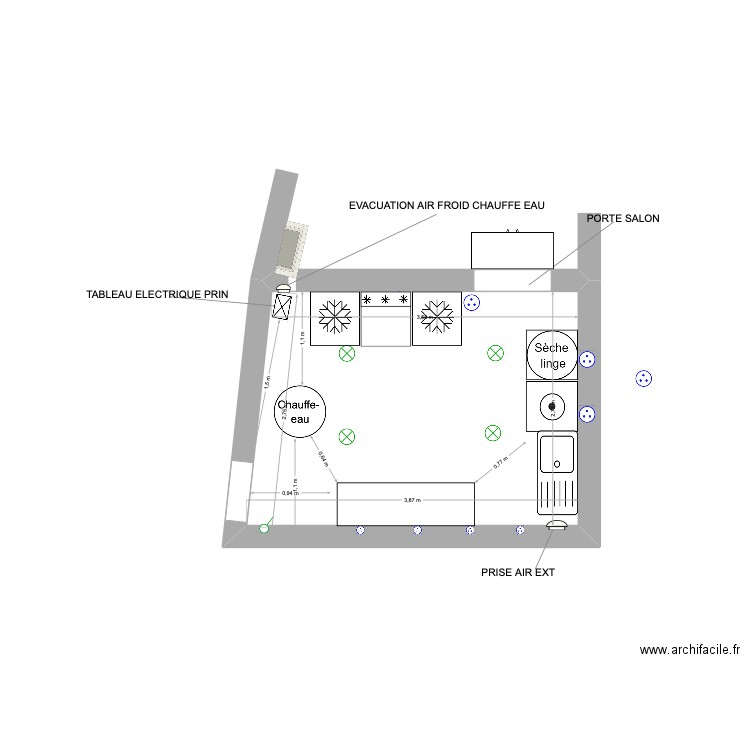 BUAN ALZONNE MATERIEL. Plan de 1 pièce et 10 m2