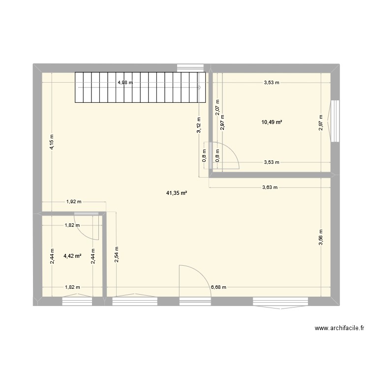 BERNARD. Plan de 3 pièces et 56 m2