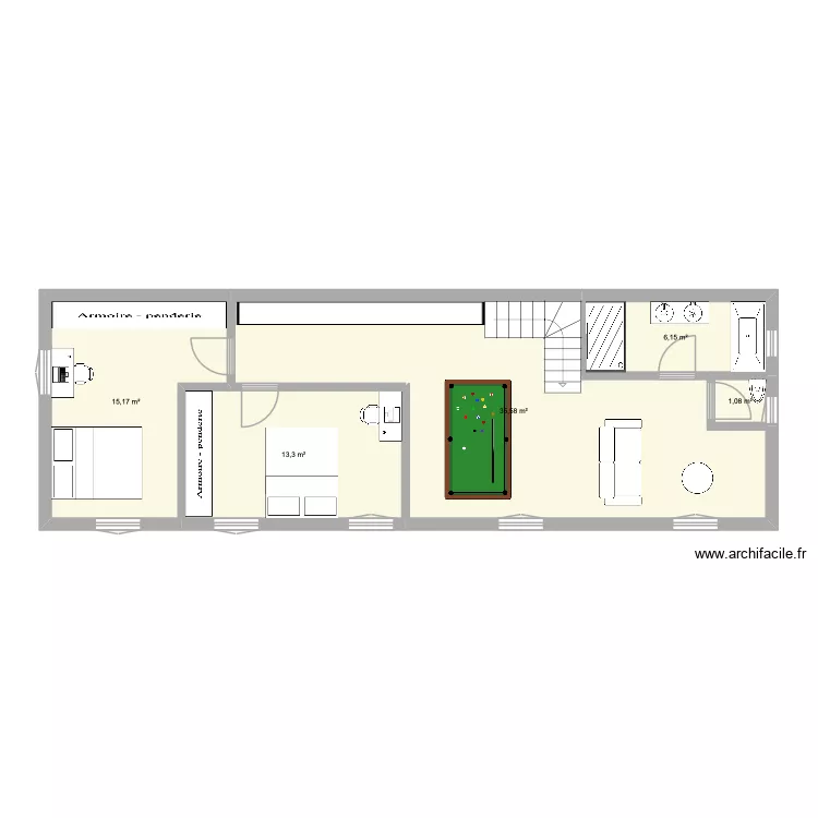 Gite 2e &eacute;tage. Plan de 5  et 71 m²
