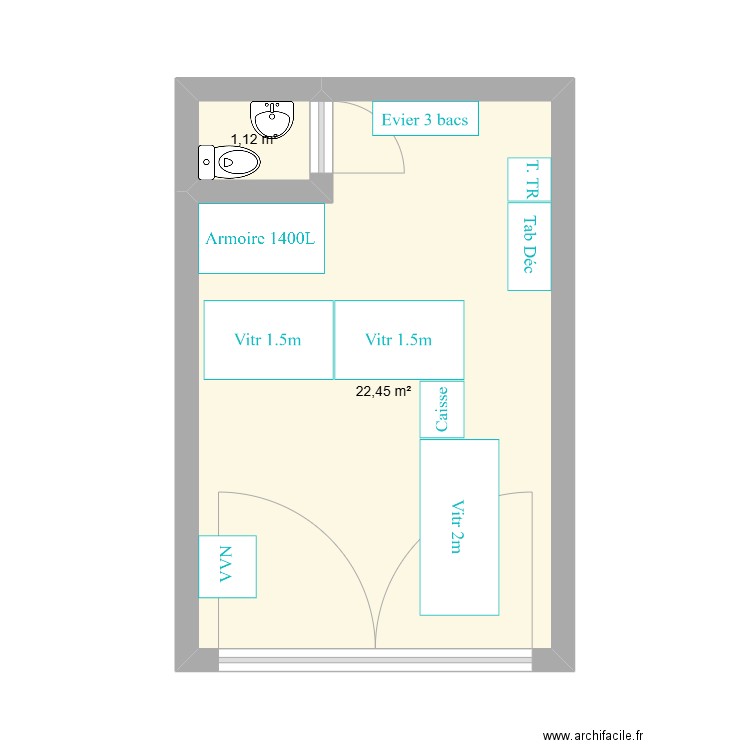 Plan PDVGL Rades. Plan de 2 pièces et 24 m2
