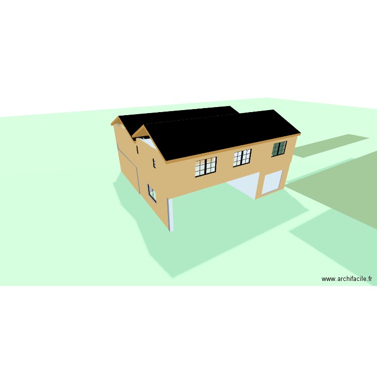 plan de masse 2D et facade 3D. Plan de 13 pièces et 139 m2