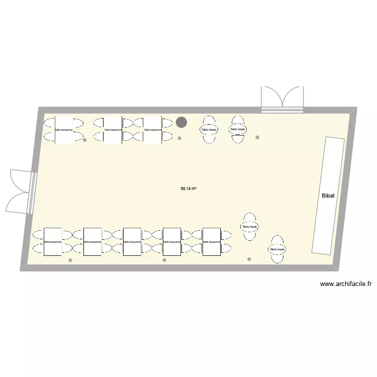 Caf&eacute;t&eacute;ria BU Richter. Plan de 1  et 85 m²