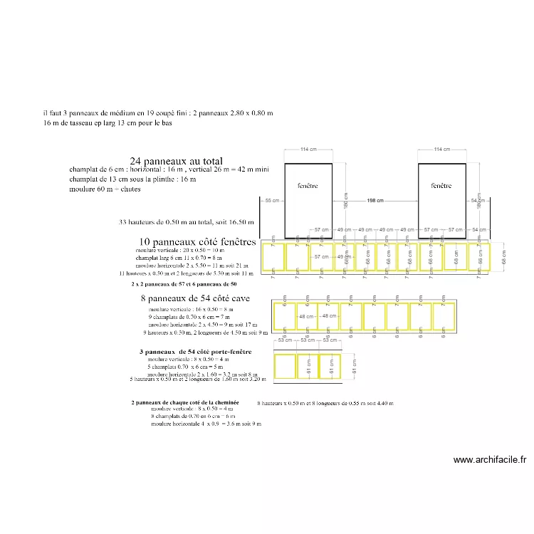 LAMBRIS SALON . Plan de 