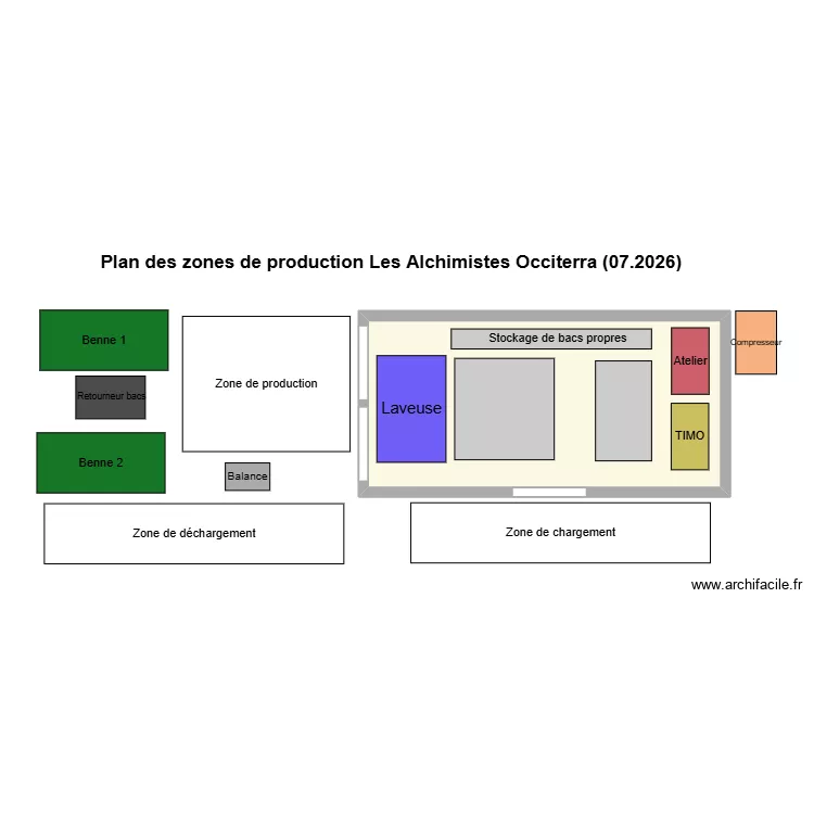 Plan entrep&ocirc;t 07.2026. Plan de 1  et 43 m²