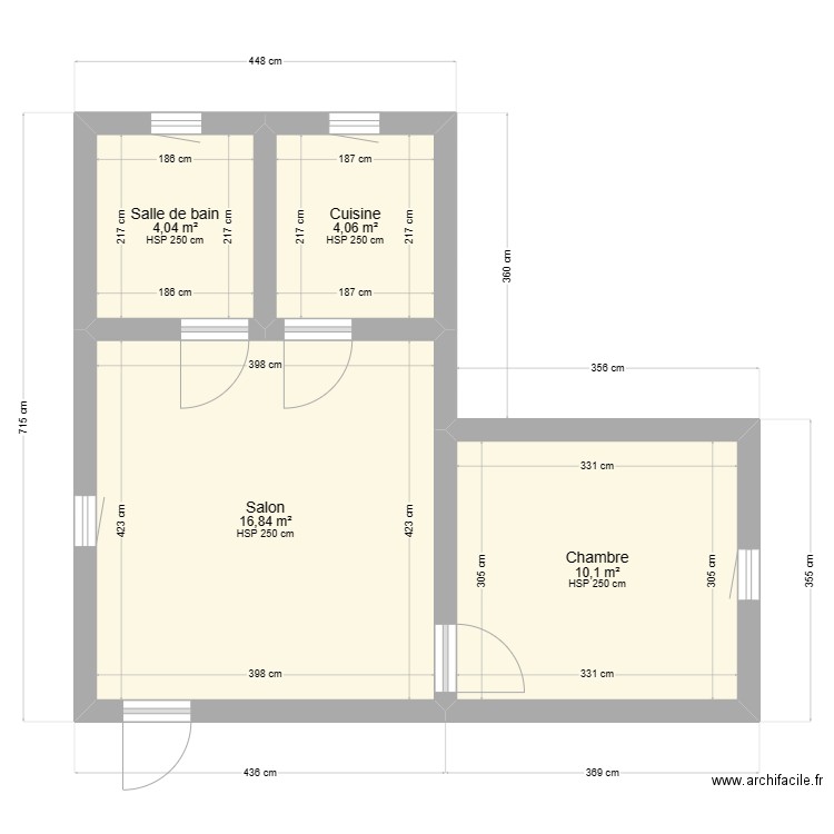 plan NOIRJEAN APPARTEMENT RDC GAUCHE. Plan de 4 pièces et 35 m2