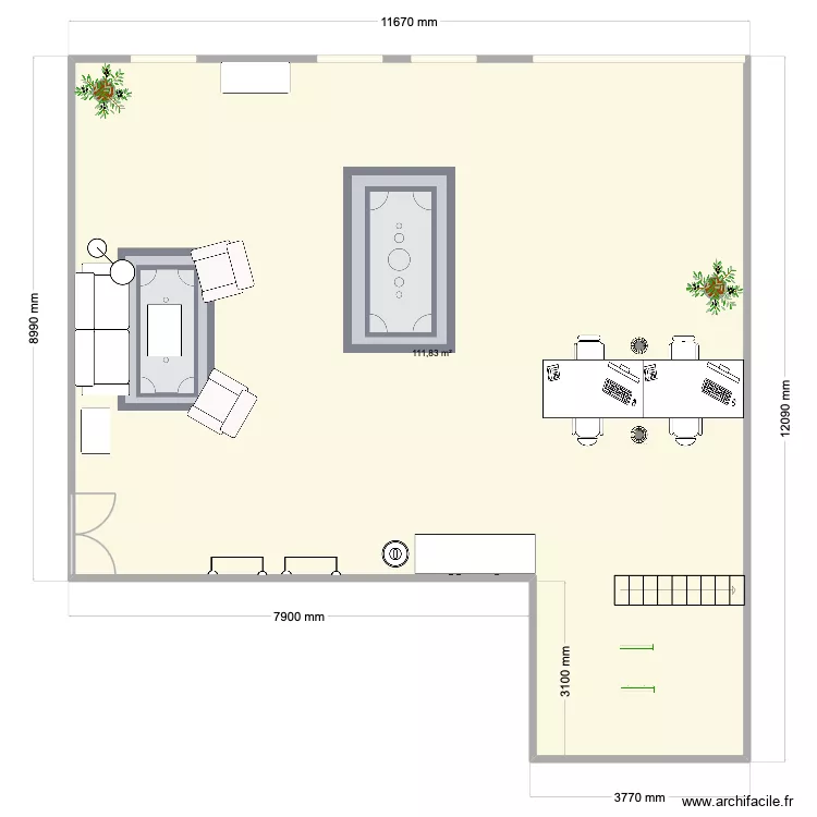 Local Alex. Plan de 1  et 112 m²