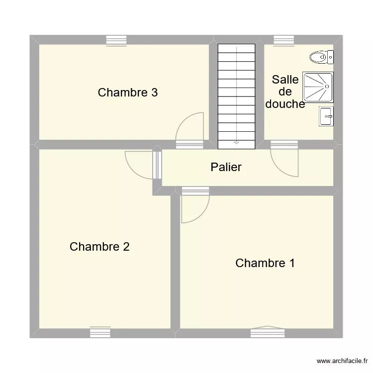 touratier etage. Plan de 5  et 64 m²