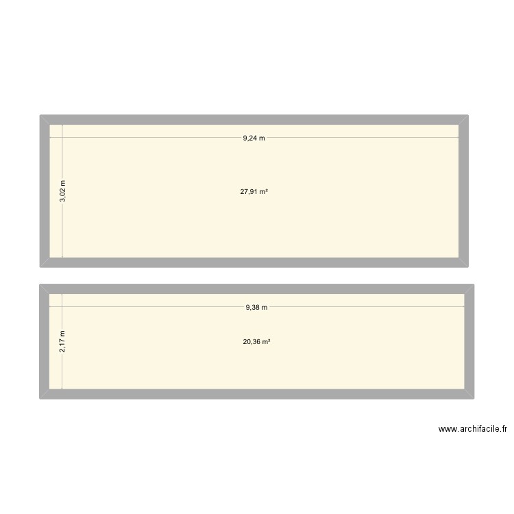 Travaux sylvie. Plan de 2 pièces et 48 m2