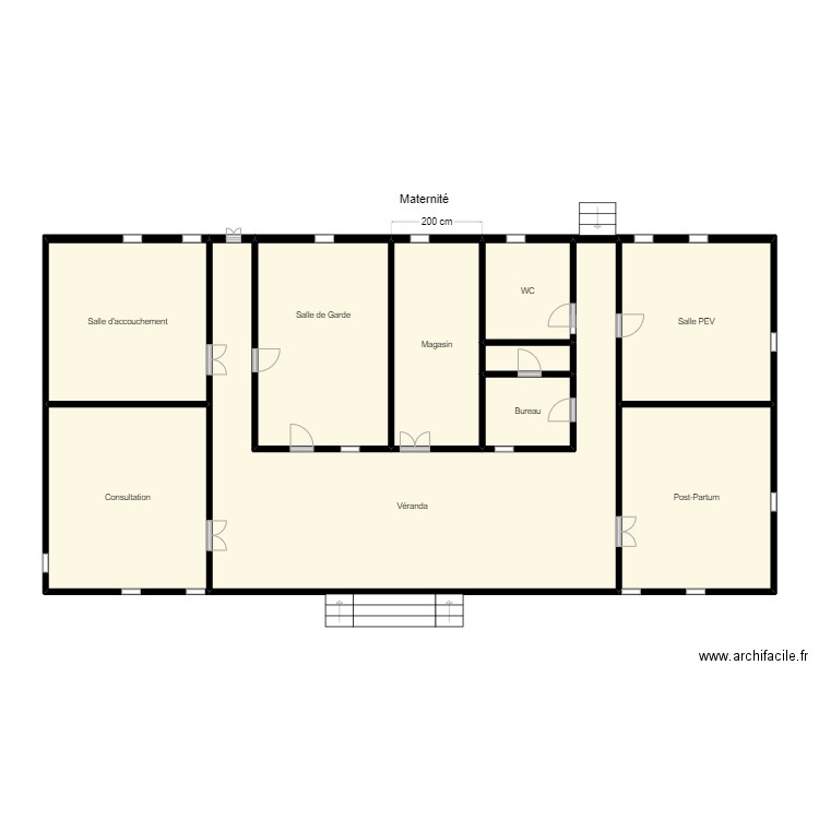 Vue en plan Maternité KPINNOU M. Plan de 10 pièces et 117 m2