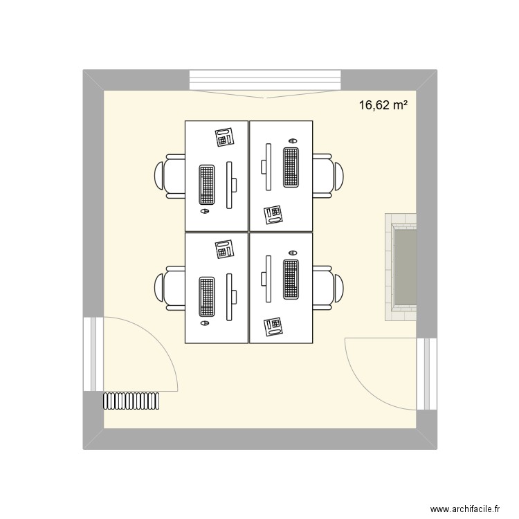 Bureau B109 Actuel. Plan de 1 pièce et 17 m2