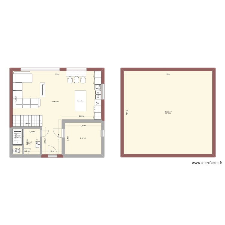 PARTER. Plan de 5 pièces et 118 m2