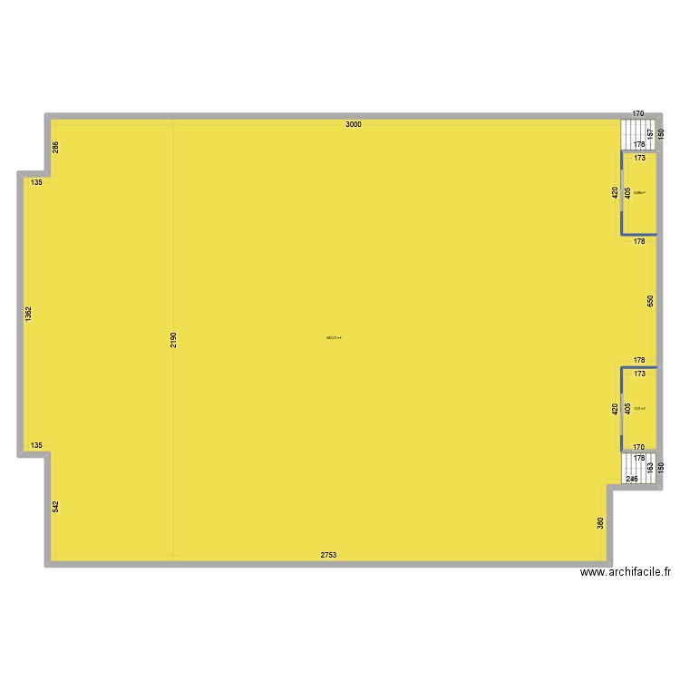 hall sportive 4. Plan de 3 pièces et 665 m2