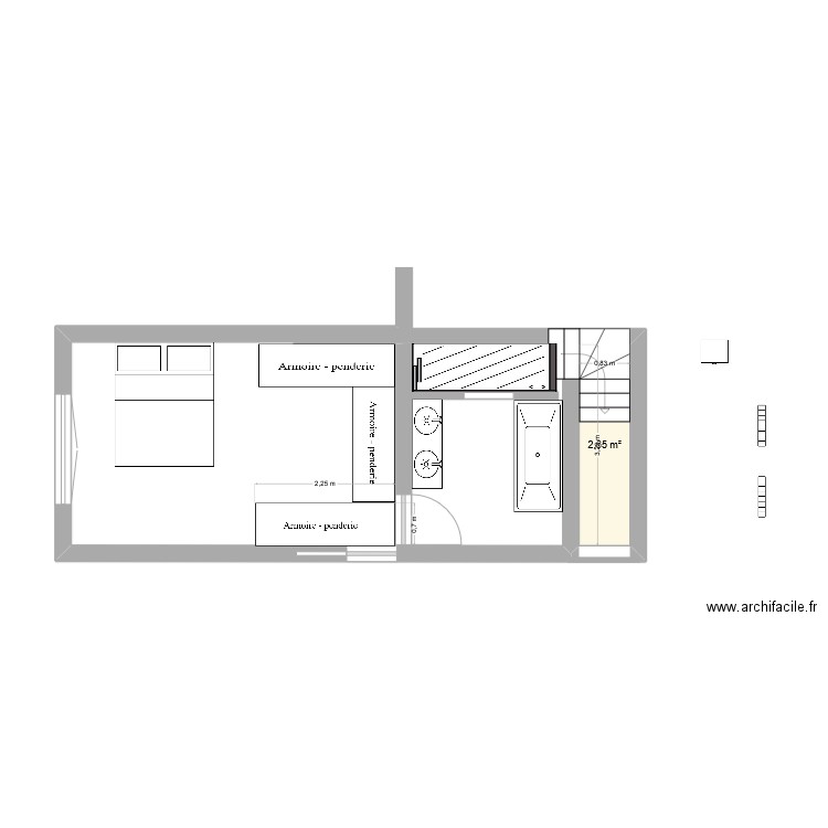Suite parentale 090725. Plan de 1 pièce et 3 m2