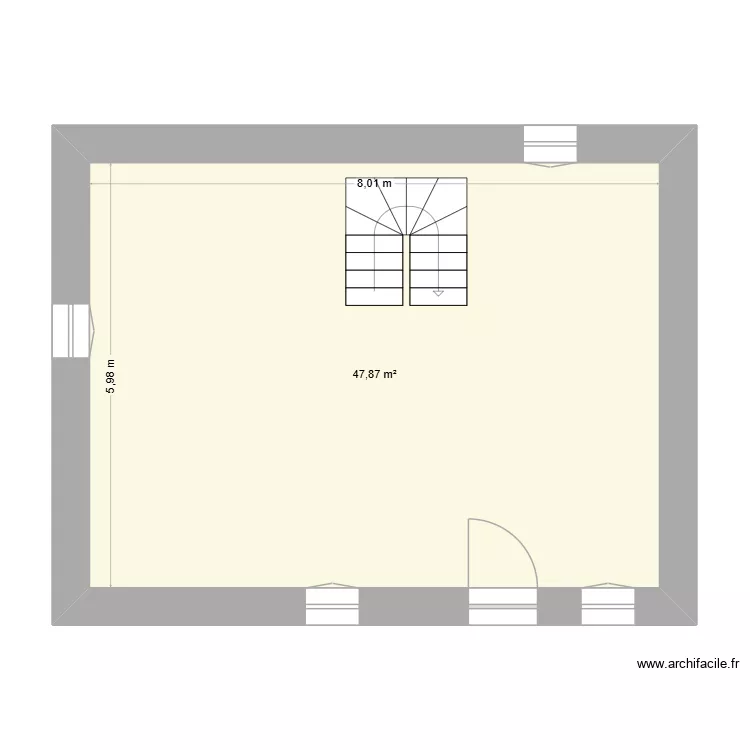 Marclay etage 1. Plan de 1  et 47 m²