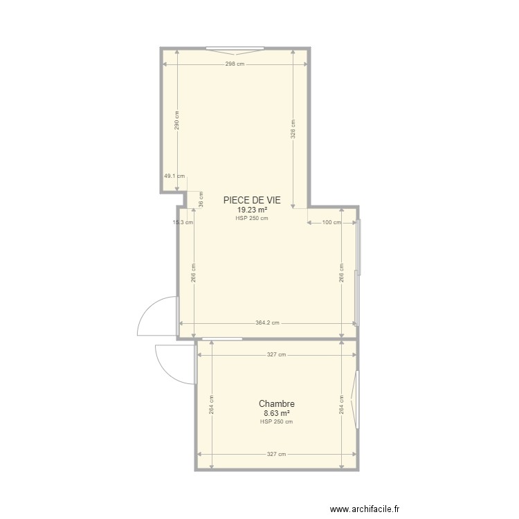 monseran zubaran. Plan de 2 pièces et 28 m2