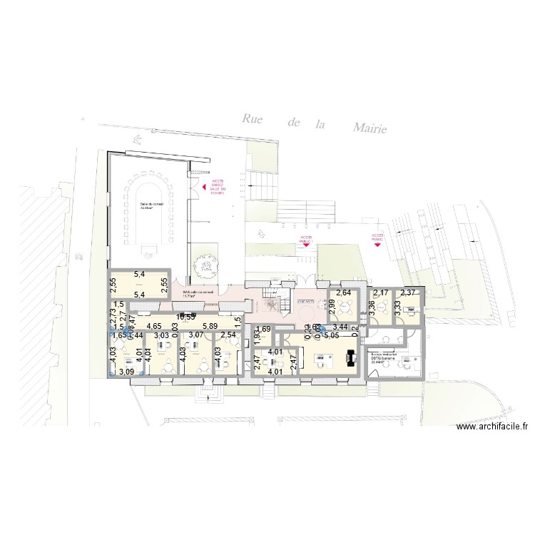 mairie satv. Plan de 13 pièces et 118 m2