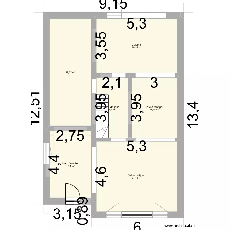 Wagnelee rez nouveaux ch&acirc;ssis et ouvertures. Plan de 6  et 95 m²