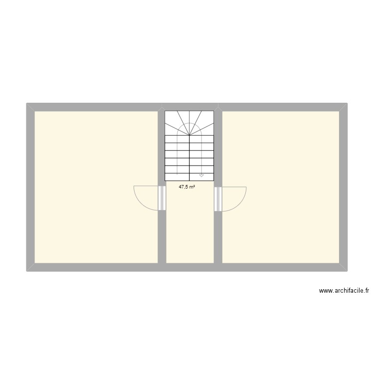mich étage vierge. Plan de 1 pièce et 48 m2