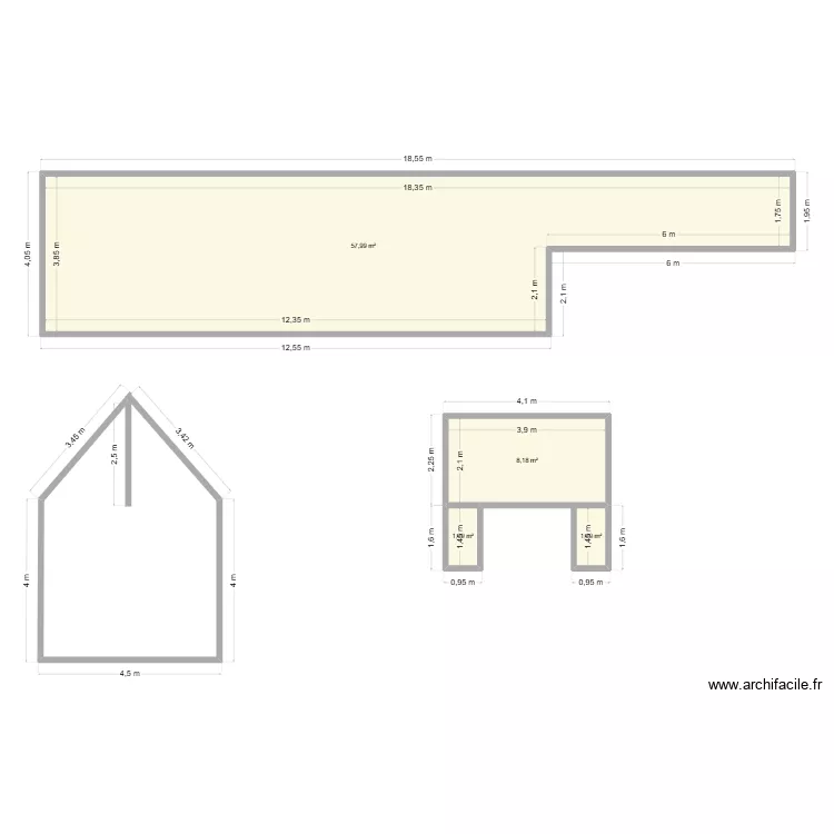 Saint Algis Version projet 1. Plan de 4  et 68 m²